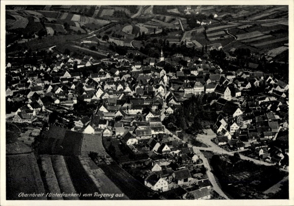 Postcard Obernbreit in Lower Franconia, aerial photograph