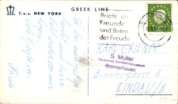 Statek pasażerski KP TSS New York, linia grecka