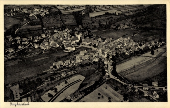 Postcard Burghaslach in Middle Franconia, aerial photograph