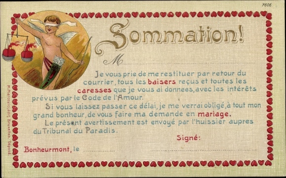 Wytłoczony Ak Sommation, anioł z łuskami, Amor, Bonheurmont