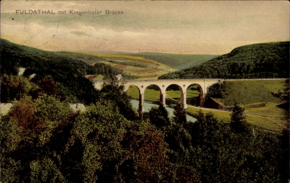 Postcard Fuldatal Hessen, Kragenhofer Bridge