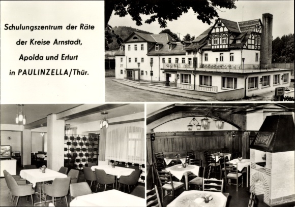 Postcard Paulinzella Koenigsee Rottenbach Thur., training center councils of the districts of Arnstadt, Apolda, Erfurt