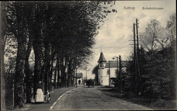 Ak Satrup in Angeln, Bahnhofstraße