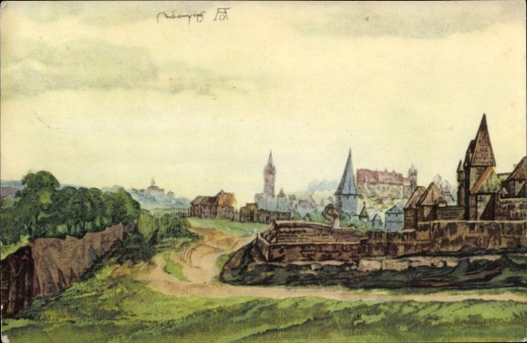 Artist Postcard Dürer, A., Nuremberg seen from the west