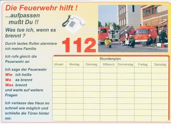 Timetable Advertising, Fire Department, 112, What do I do if there is a fire, Smoke detector