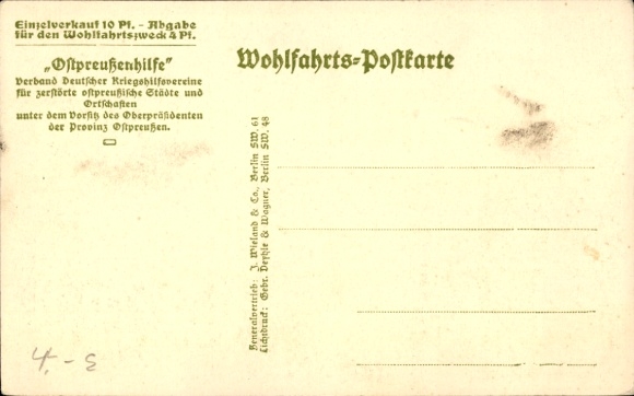 Postcard Return of East Prussian Refugees, War Destruction, I. WK