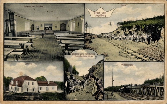 Ak Wiesa Kamenz in der Lausitz, Steinbruch, Vogelberg, Kantine