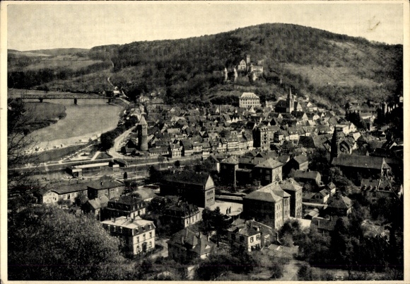 Postcard Wertheim am Main, view of cityscape, Main, Tauber, hills, houses