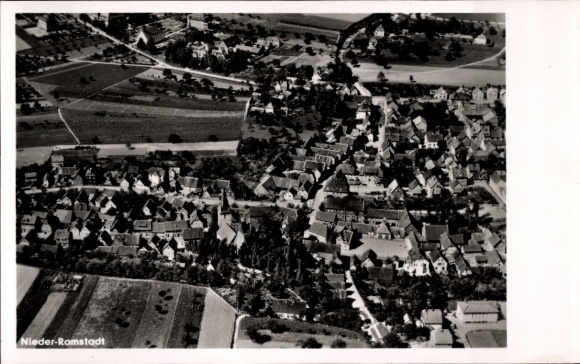 Postcard Nieder Ramstadt Mühltal in the Odenwald, aerial photograph