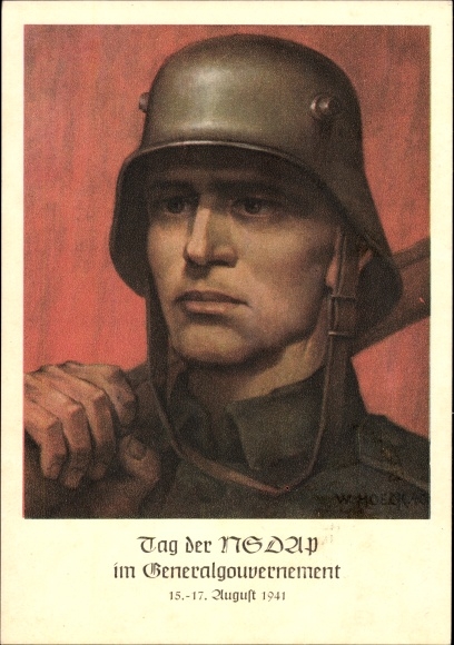 Artist Postcard Hoeck, W., Krakow, Day of the NSDAP in the General Government 1941, Wehrmacht soldier