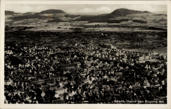 Postcard Schwäbisch Gmünd in Württemberg, aerial photograph