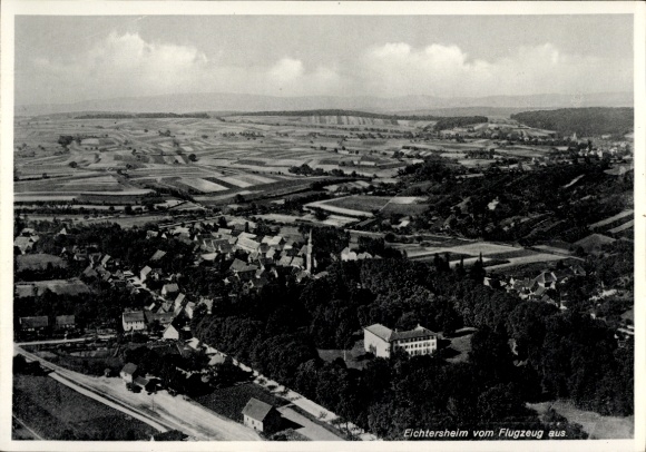 Postcard Eichtersheim in Kraichgau Baden, aerial photograph