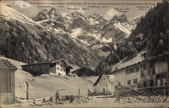Ak Einödsbach Oberstdorf im Oberallgäu Schwaben,  Allgäu, Berge, Einödsbach, 1115 m, Deutsches Re