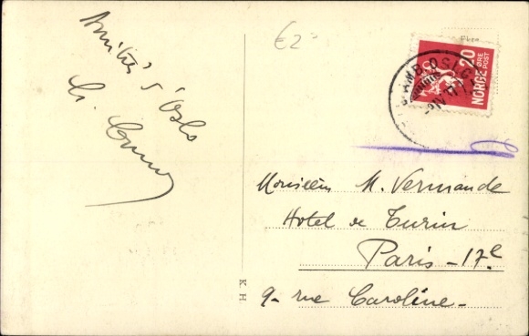 Postcard Oslo Norway, Karl Johangt., tram