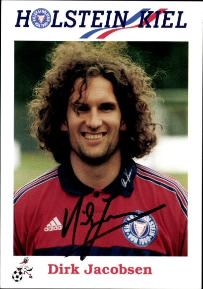 Autograph card footballer Dirk Jacobsen, Holstein Kiel, autograph