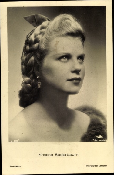 Postcard actress Kristina Söderbaum, portrait with braided hairstyle