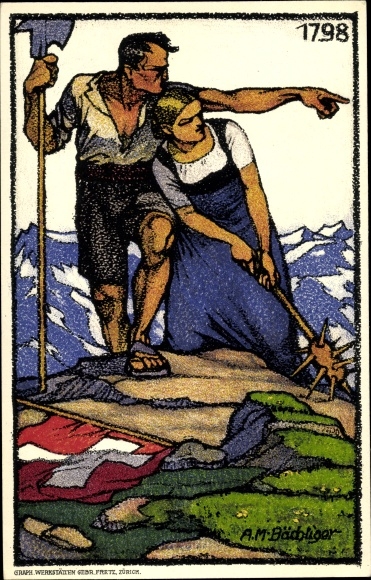 Postal stationery artist PC Bächliger, AM, Swiss national celebration 1913, against tuberculosis
