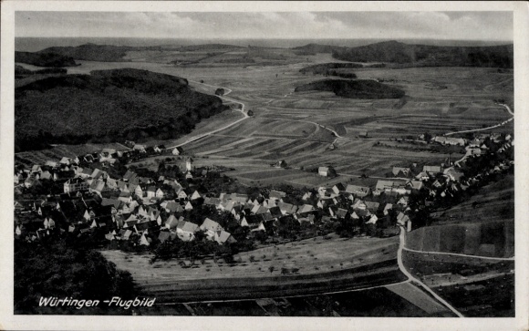 Postcard Würtingen St. Johann Swabian Alb Württemberg, aerial photograph