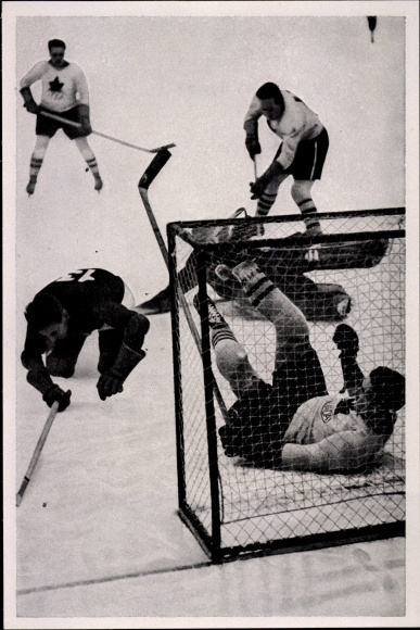 Collection picture Olympia 1936, ice hockey game Canada vs. Latvia