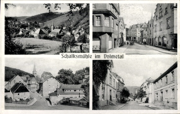 Postcard Schalksmühle in Sauerland, partial view of the village, street section