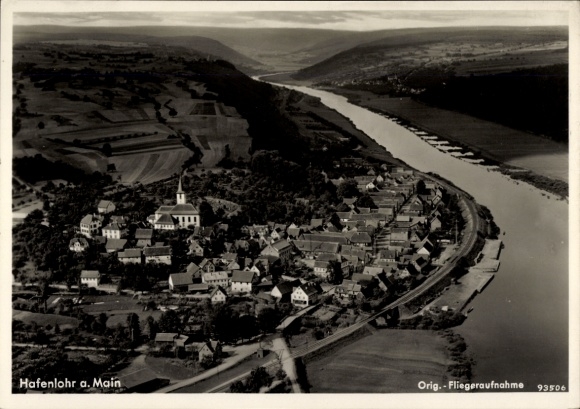 Postcard Hafenlohr am Main Lower Franconia, aerial photograph