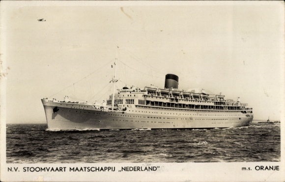 Postcard MS Oranje, Stoomvaart Maatschapij Nederland