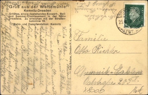Postcard Dresden Cotta Kemnitz, Wettemühle