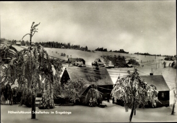 Ak Schellerhau Altenberg im Erzgebirge, Häuser im Schnee, Winterlandschaft, Höhenluftkurort, Erzg