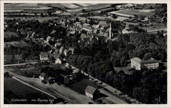 Postcard Eichtersheim in Kraichgau Baden, aerial photograph