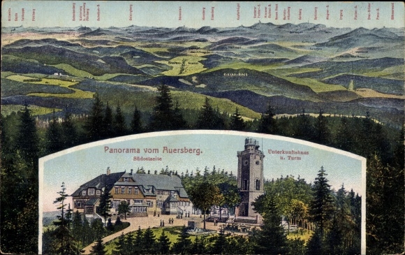 PC Wildenthal Eibenstock in the Erzgebirge, panorama from Auersberg, accommodation house, Riesenberg