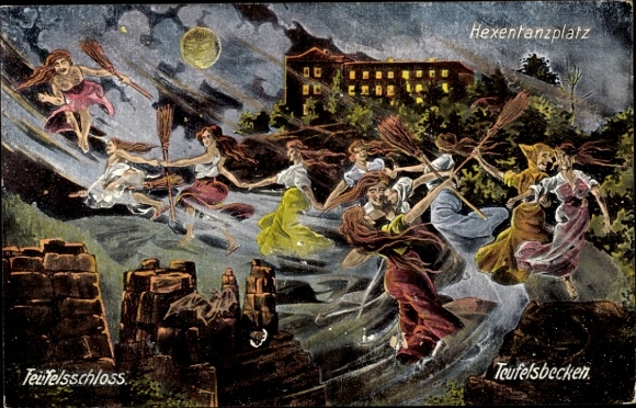Postcard Thale in the Harz Mountains, Witches' Dance Floor, Devil's Castle, Devil's Pool