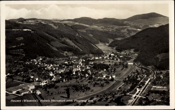 Postcard Hausen im Wiesental, aerial photo, lever&#39;s hometown
