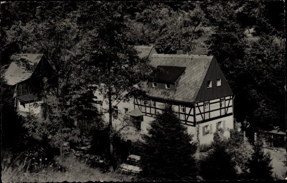 Postcard Kleinhennersdorf Gohrisch in Saxon Switzerland, holiday home Liethenmühle in the forest
