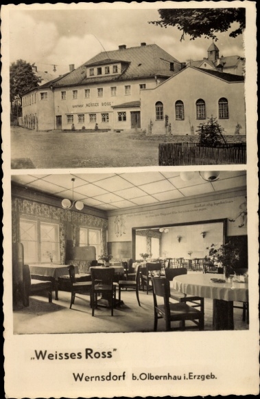 Ak Wernsdorf Pockau im Erzgebirge, Gasthof Weißes Ross, Innenansicht
