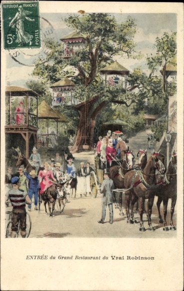 Postcard Robinson Hauts de Seine, entrance to the restaurant