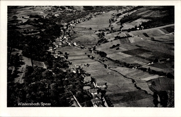 Postcard Wintersbach Dammbach in the Spessart, aerial photograph