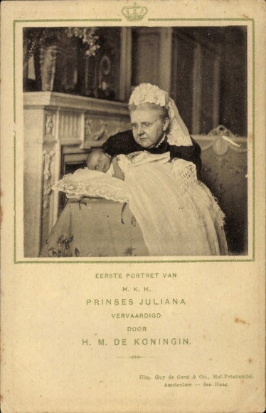 Picture Dutch Princess Juliana as an infant with her grandmother Emma von Waldeck Pyrmont