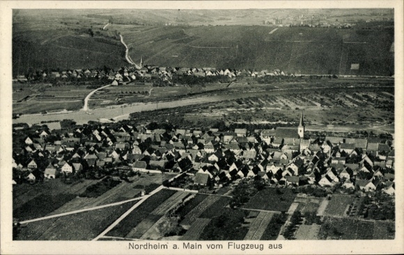 Postcard Nordheim am Main Lower Franconia, aerial photograph