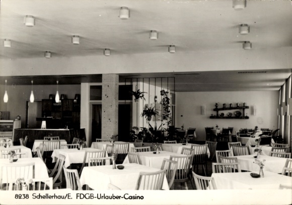 Ak Schellerhau Altenberg im Erzgebirge, Restaurant, FDGB-Urlauber-Casino, moderne Einrichtung,...