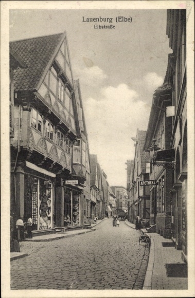 Postcard Lauenburg an der Elbe, Elbstraße, Pharmacy