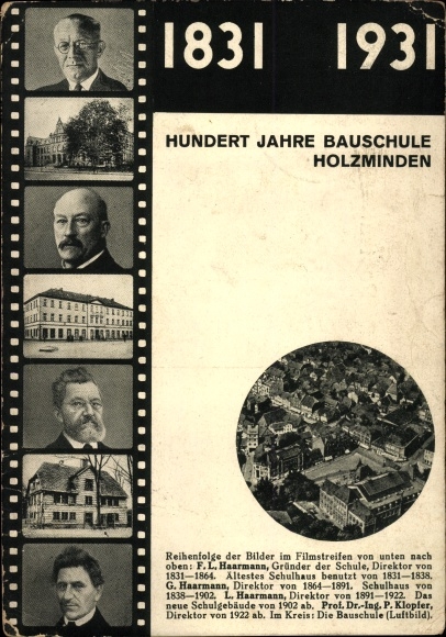 PC Holzminden in the Weserbergland, 100 years of building school 1931, FL Haarmann, G. Haarmann, L. Haarmann