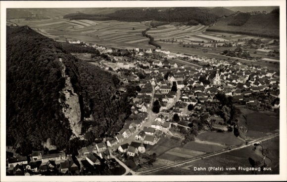 Postcard Dahn in the Palatinate, aerial photograph