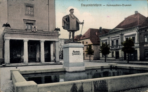 Postcard Treuenbrietzen in Brandenburg, Hohenzollern fountain