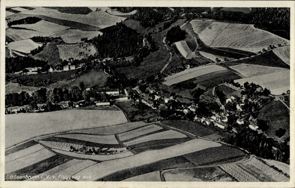 Postcard Bösenbrunn Vogtland, aerial photograph