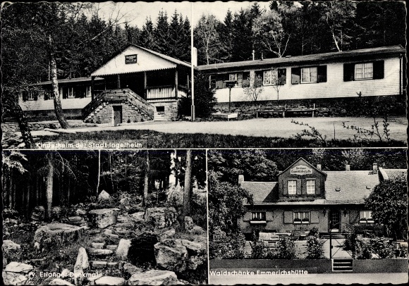 Postcard Daxweiler im Soonwald, Waldschänke Emmerichshütte, from Erlangen Monument