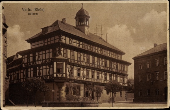 Ak Vacha Thüringen, stadhuis, fontein