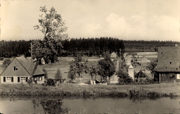 Postcard Muldenberg Grünbach im Vogtland, town view