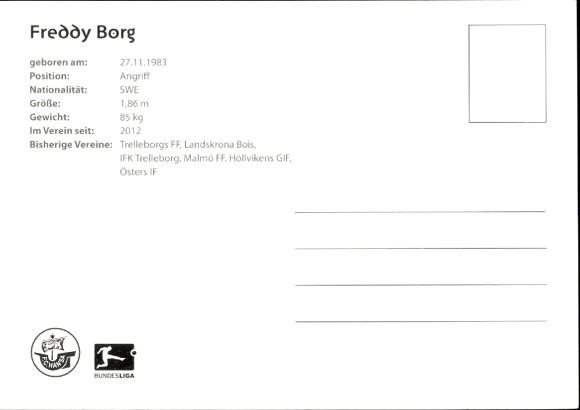 Autograph card footballer Freddy Borg, FC Hansa Rostock, autograph