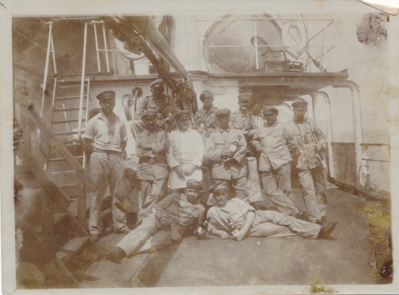 Photo DSW Afrika Namibia, ca 1900 - 1904, German sailors on a ship deck, group picture