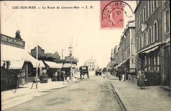 Ak Luc sur Mer Calvados, La Route de Lion sur Mer, Geschäfte